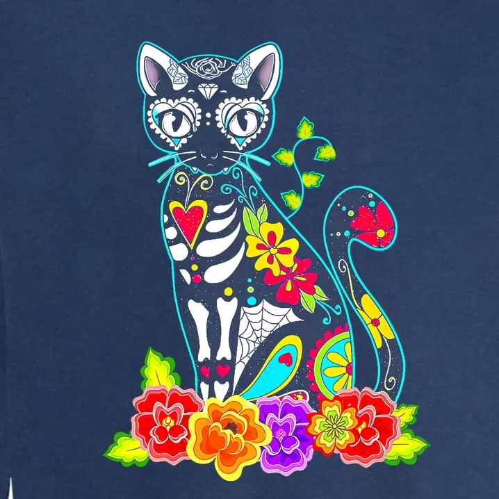 Dia De Los Muertos Cat Figurine Day Of The Dead Funny Garment-Dyed Sweatshirt