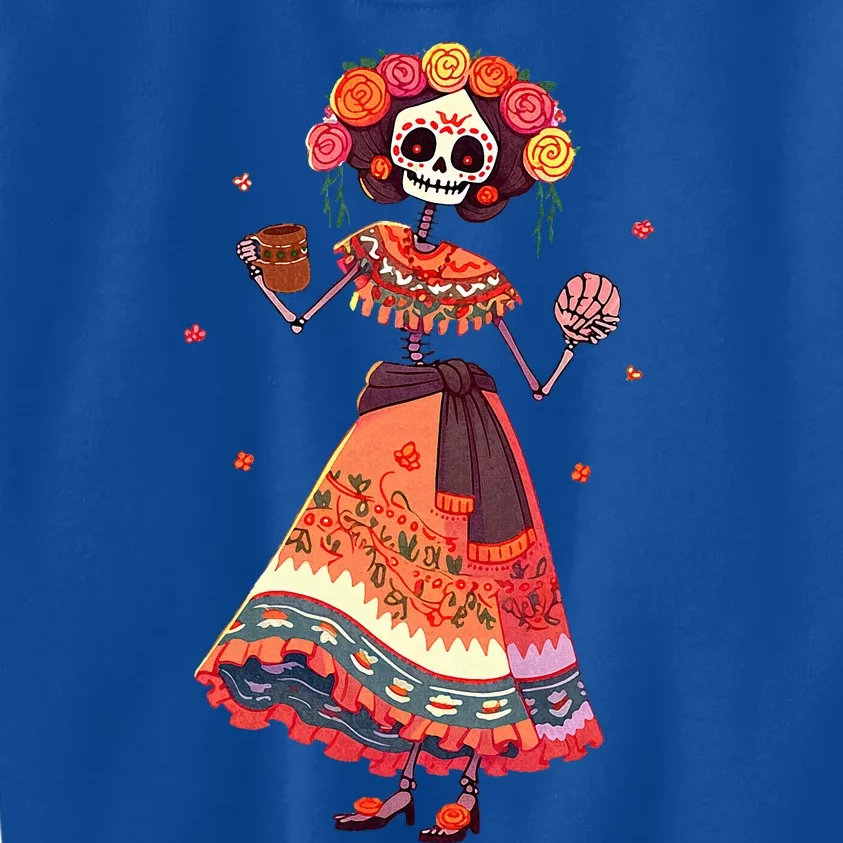 Dia De Los Muertos Day Of The Dead Mexican Sugar Skeleton Kids Sweatshirt