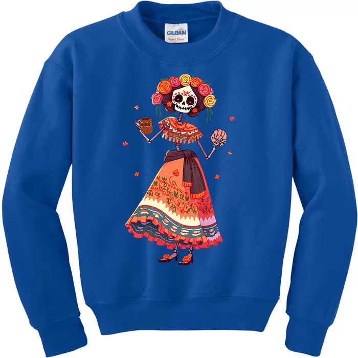 Dia De Los Muertos Day Of The Dead Mexican Sugar Skeleton Kids Sweatshirt