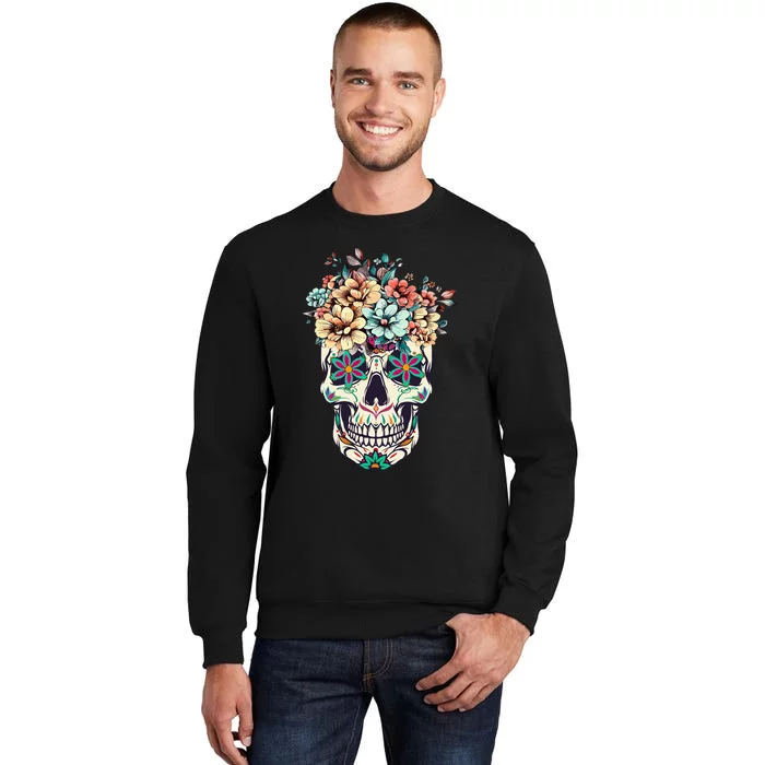 Dia De Los Muertos Sugar Skull La Catrina Halloween Tall Sweatshirt