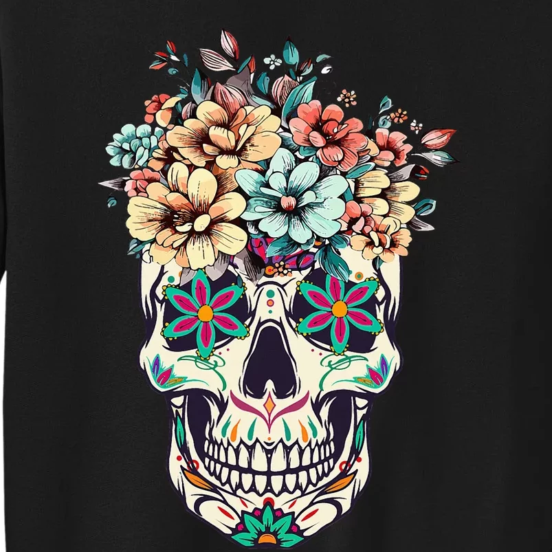 Dia De Los Muertos Sugar Skull La Catrina Halloween Tall Sweatshirt