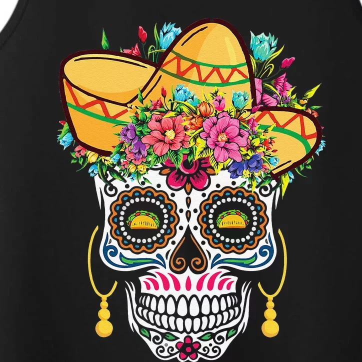 Dia De Los Muertos Taco Happy Cinco De Mayo Performance Tank