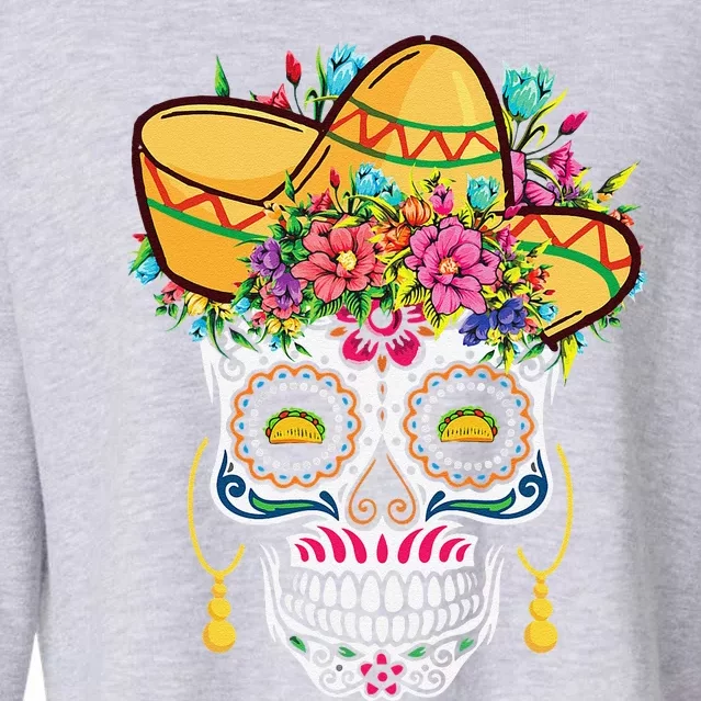 Dia De Los Muertos Taco Happy Cinco De Mayo Cropped Pullover Crew