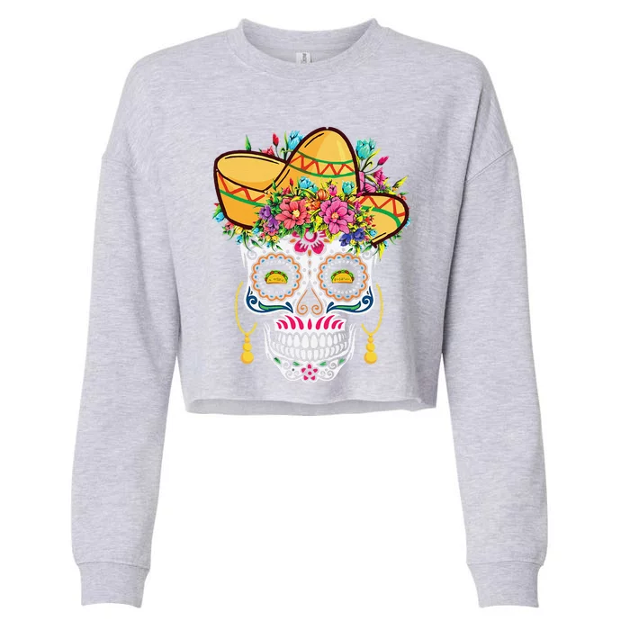 Dia De Los Muertos Taco Happy Cinco De Mayo Cropped Pullover Crew