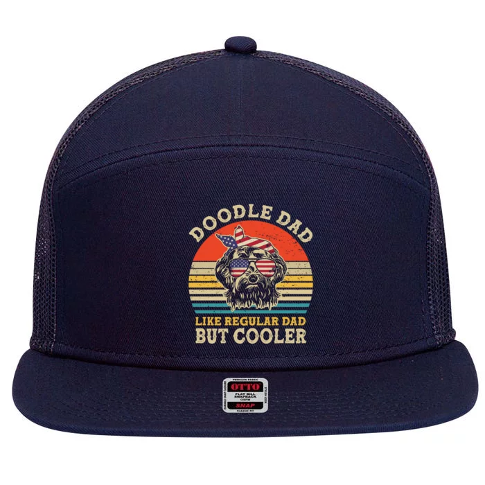 Doodle Dad Like Regular Dad But Cooler Vintage Goldendoodle Gift 7 Panel Mesh Trucker Snapback Hat