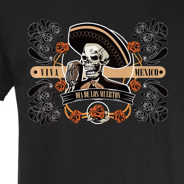 Dia de los Muertos Theme with Skeleton Vocalist Design Garment-Dyed Heavyweight T-Shirt