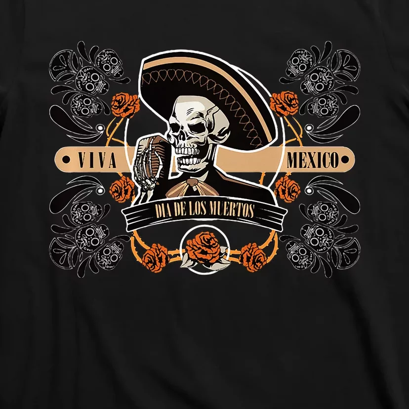 Dia de los Muertos Theme with Skeleton Vocalist Design T-Shirt