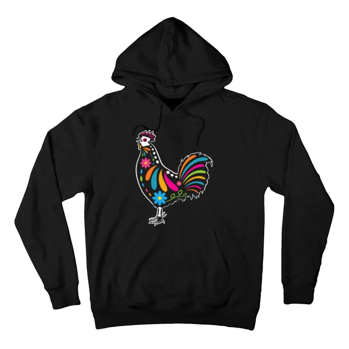 Dia De Los Muertos Halloween Sugar Skull Rooster Hoodie