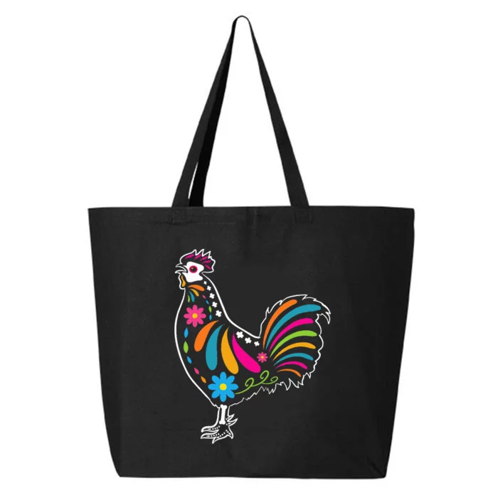 Dia De Los Muertos Halloween Sugar Skull Rooster 25L Jumbo Tote