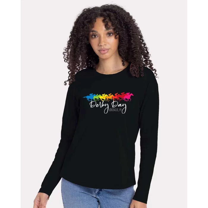 Derby Day Louisville Kentucky Horse Racing Womens Cotton Relaxed Long Sleeve T-Shirt