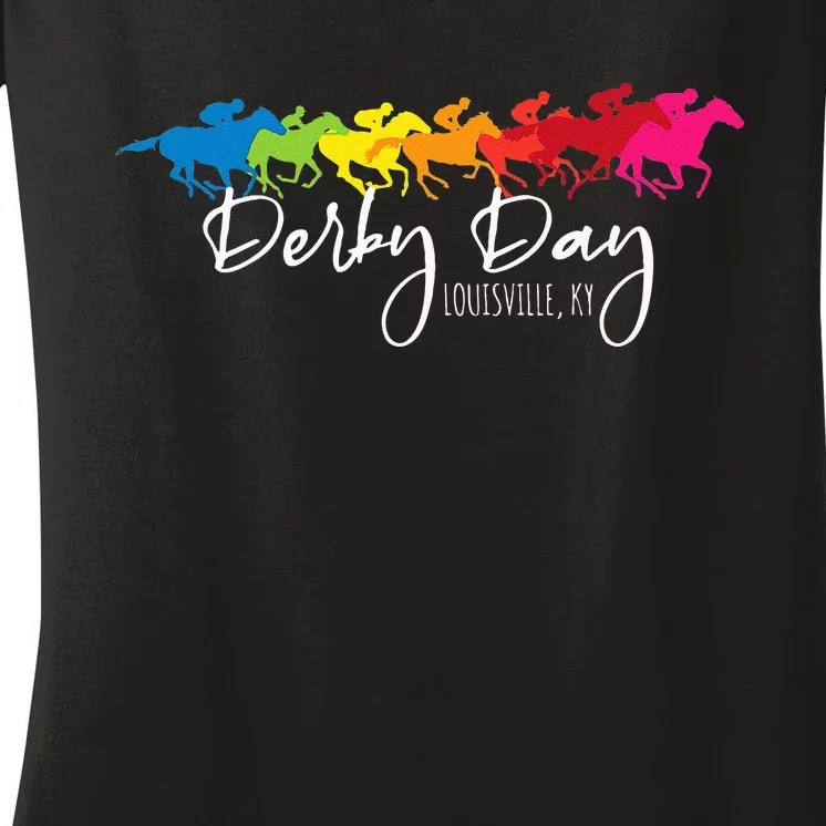 Derby Day Louisville Kentucky Horse Racing Women's V-Neck T-Shirt