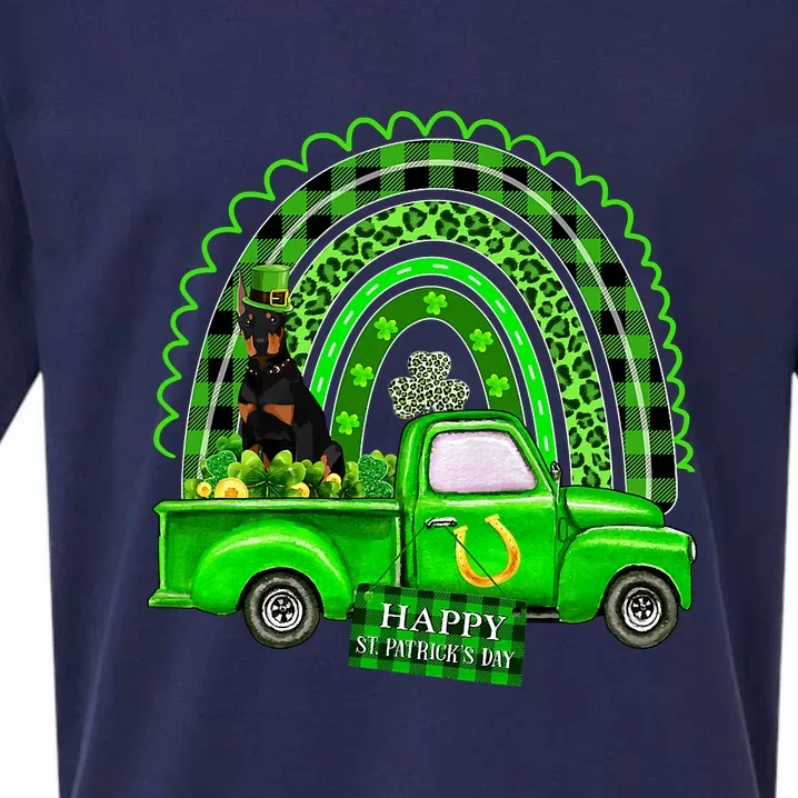 Doberman Dog Leprechaun Hat Truck Shamrock St Patricks Sueded Cloud Jersey T-Shirt