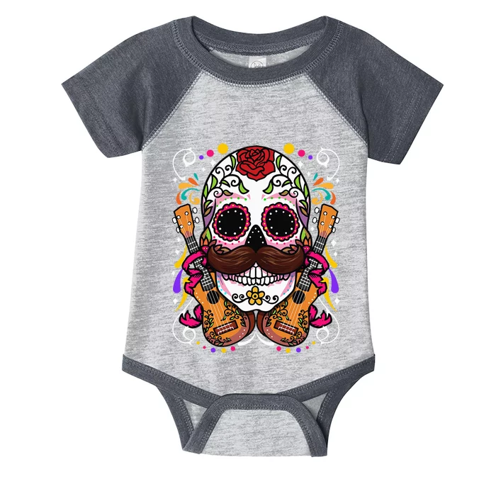 Dia De Los Muertos funny guitar musical Infant Baby Jersey Bodysuit