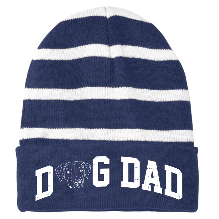 Dad Dog Labrador Dad Striped Beanie with Solid Band