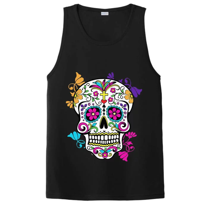 Dia De Los Muertos Sugar Skull Performance Tank