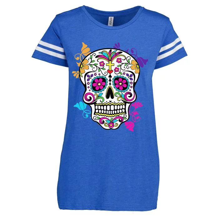 Dia De Los Muertos Sugar Skull Enza Ladies Jersey Football T-Shirt