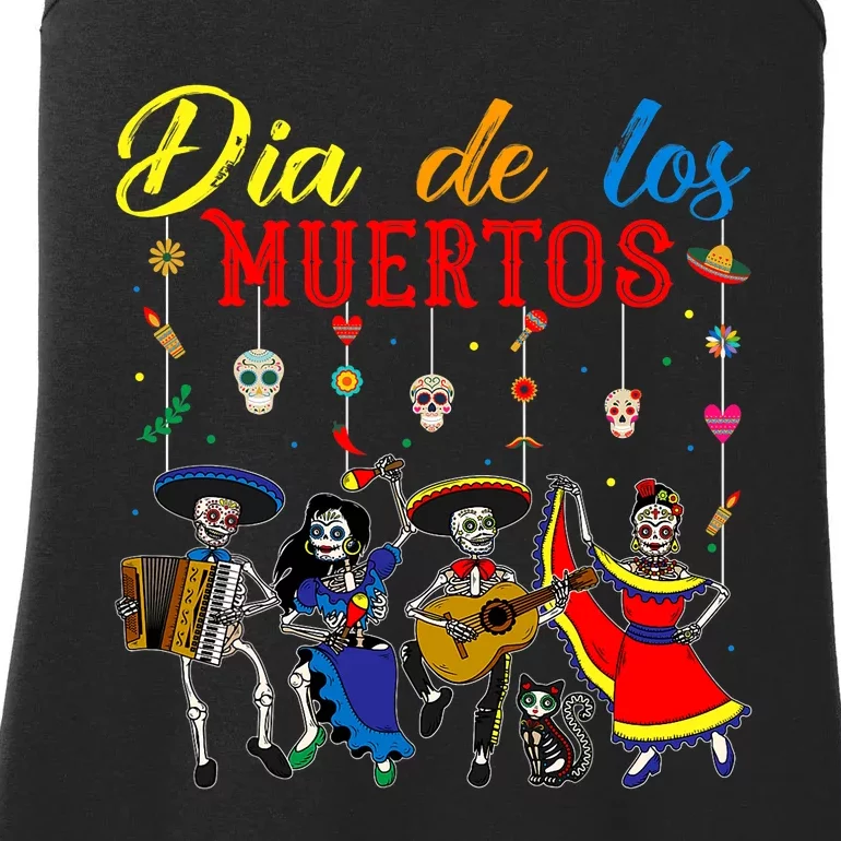 Dia De Los Muertos Day Of The Dead Mexican Skeleton Dancing Design Ladies Essential Tank