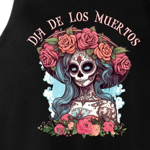 Dia De Los Muertos Floral Woman Ladies Tri-Blend Wicking Tank