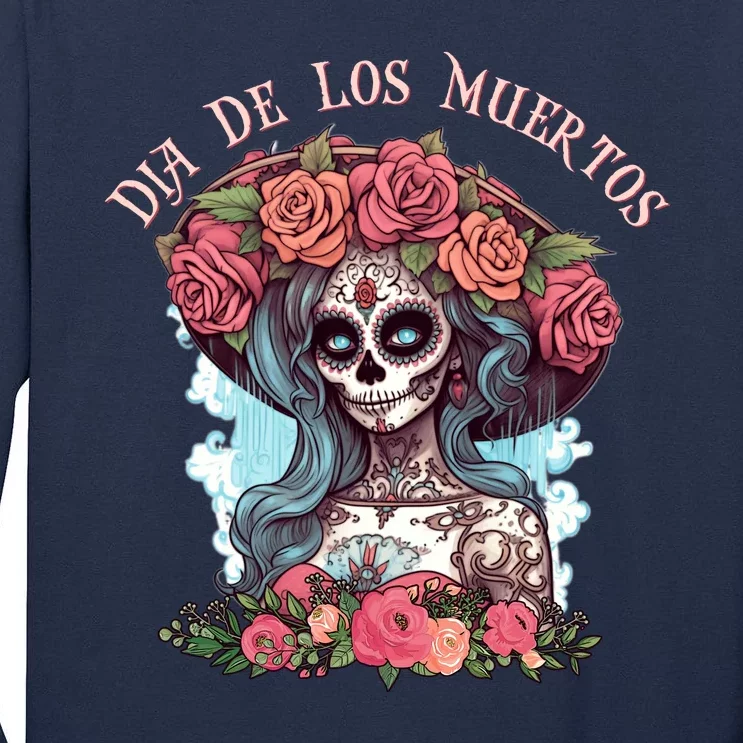 Dia De Los Muertos Floral Woman Tall Long Sleeve T-Shirt