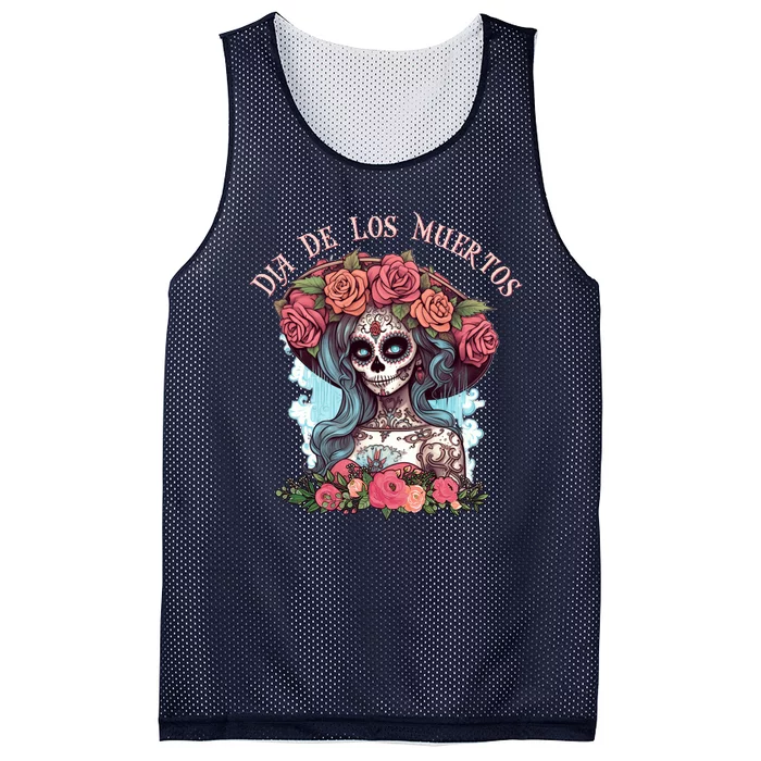 Dia De Los Muertos Floral Woman Mesh Reversible Basketball Jersey Tank