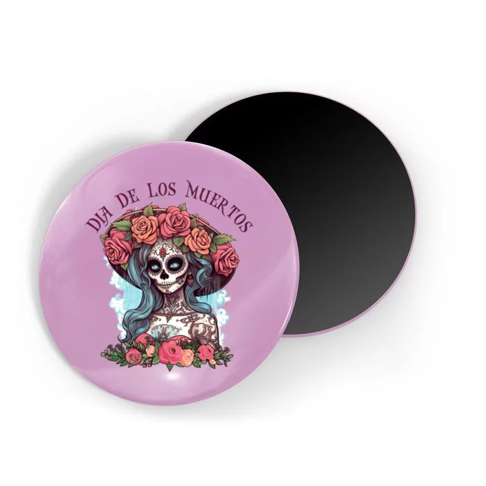 Dia De Los Muertos Floral Woman Magnet