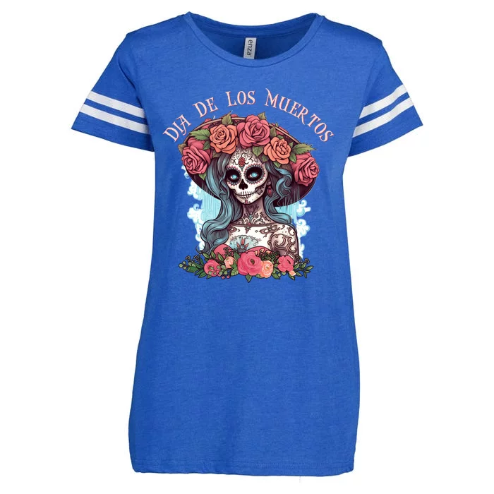 Dia De Los Muertos Floral Woman Enza Ladies Jersey Football T-Shirt