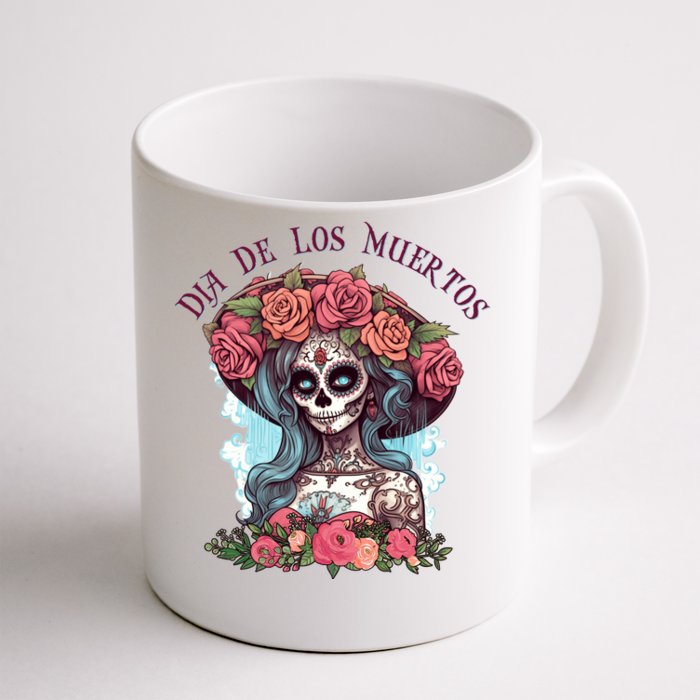 Dia De Los Muertos Floral Woman Front & Back Coffee Mug