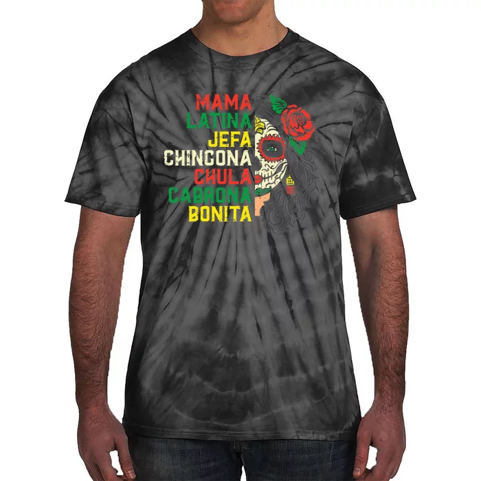 Dia de los Muertos Sugar Skull Mama Mexican Halloween Tie-Dye T-Shirt