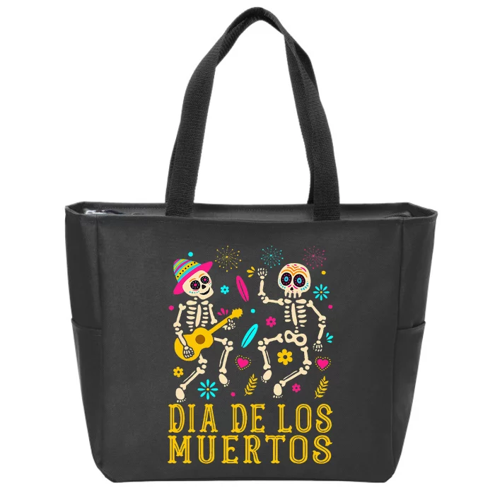 Dia De los Muertos Costume Day of the Dead Skeleton Dancing Zip Tote Bag