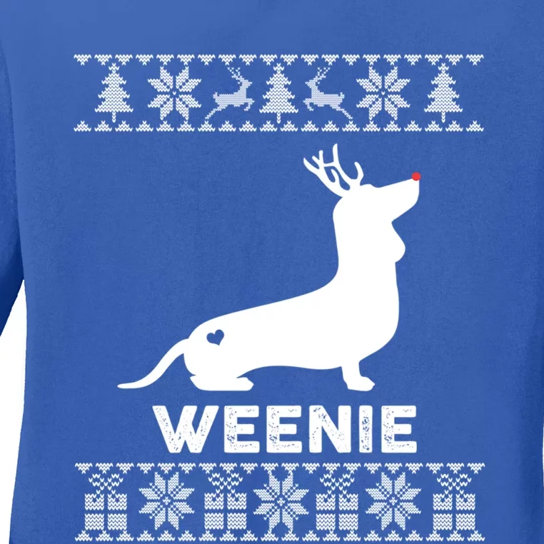 Dachshund Dog Lover Weenie Reindeer Ugly Christmas Sweater Great Gift Ladies Long Sleeve Shirt