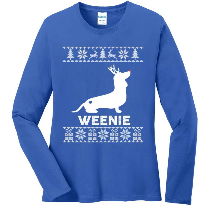 Dachshund Dog Lover Weenie Reindeer Ugly Christmas Sweater Great Gift Ladies Long Sleeve Shirt