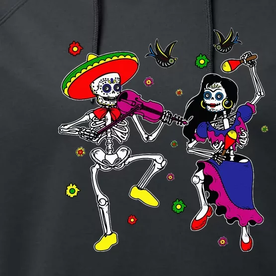 Dia De Los Muertos Day Of The Dead Mexican Skeleton Dancing Performance Fleece Hoodie