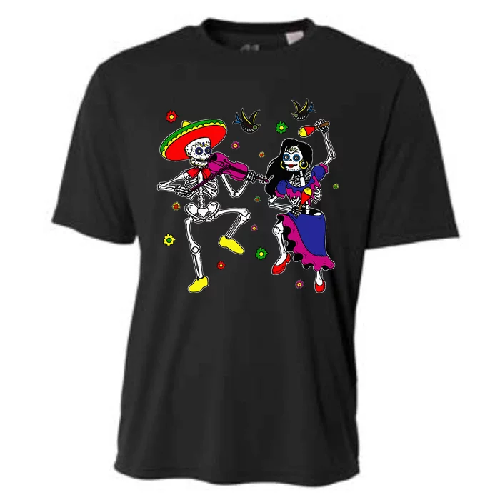 Dia De Los Muertos Day Of The Dead Mexican Skeleton Dancing Cooling Performance Crew T-Shirt