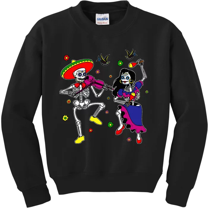 Dia De Los Muertos Day Of The Dead Mexican Skeleton Dancing Kids Sweatshirt