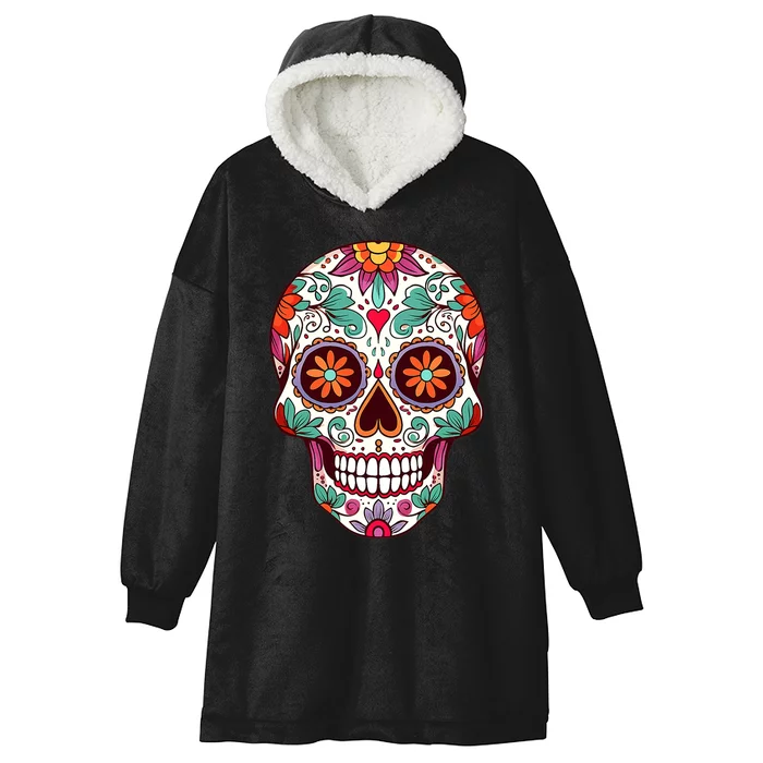 Dia De Los Muertos Mexico Costume Day Of Dead Sugar Skull Hooded Wearable Blanket