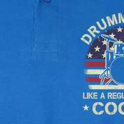 Drummer Dad Like A Regular Dad But Cooler American Flag Cool Gift Softstyle Adult Sport Polo