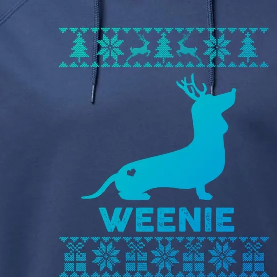 Dachshund Dog Lover Weenie Reindeer Ugly Christmas Sweater Great Gift Performance Fleece Hoodie