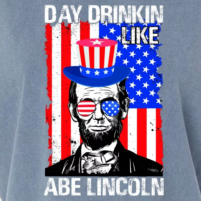 Day Drinkin Like Abe Lincoln USA Flag Merica Funny 4th Of July Garment-Dyed Women's Muscle Tee