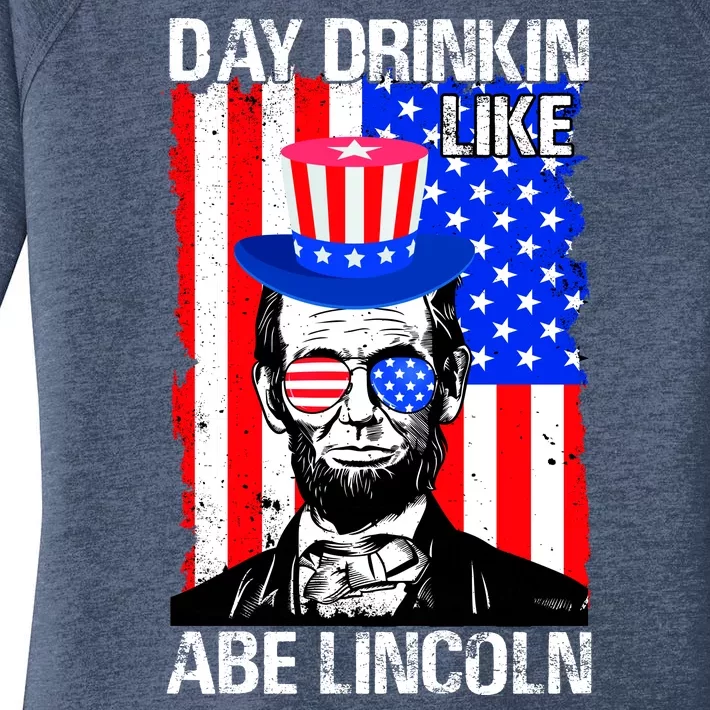 Day Drinkin Like Abe Lincoln USA Flag Merica Funny 4th Of July Women's Perfect Tri Tunic Long Sleeve Shirt