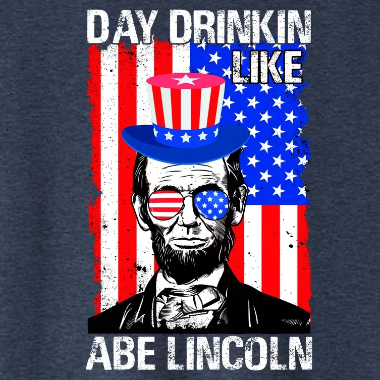 Day Drinkin Like Abe Lincoln USA Flag Merica Funny 4th Of July Women's Crop Top Tee