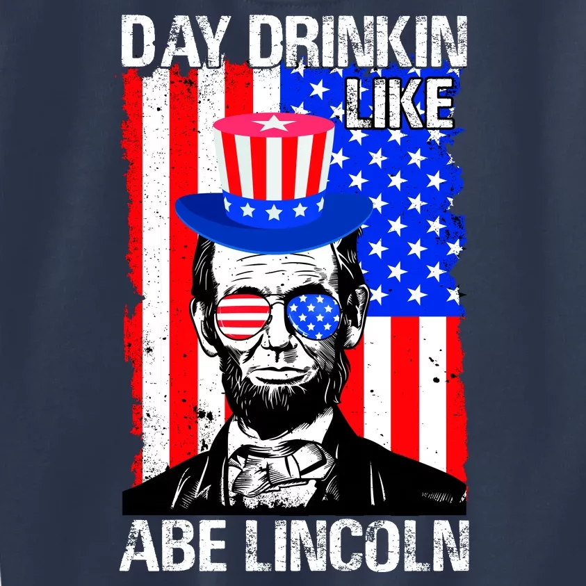 Day Drinkin Like Abe Lincoln USA Flag Merica Funny 4th Of July Kids Sweatshirt