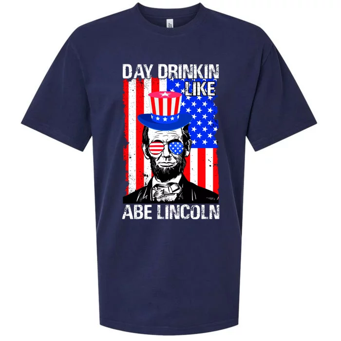 Day Drinkin Like Abe Lincoln USA Flag Merica Funny 4th Of July Sueded Cloud Jersey T-Shirt