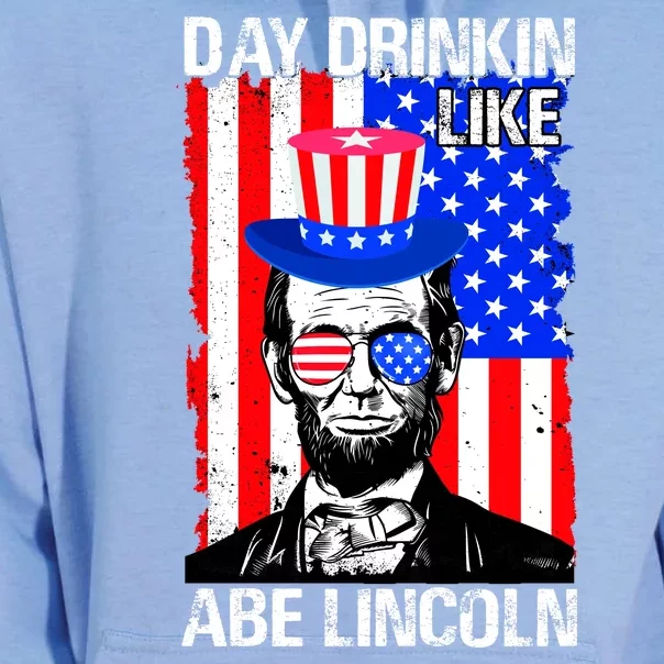 Day Drinkin Like Abe Lincoln USA Flag Merica Funny 4th Of July Unisex Surf Hoodie