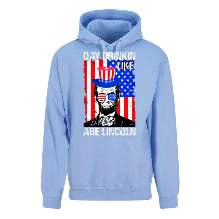 Day Drinkin Like Abe Lincoln USA Flag Merica Funny 4th Of July Unisex Surf Hoodie