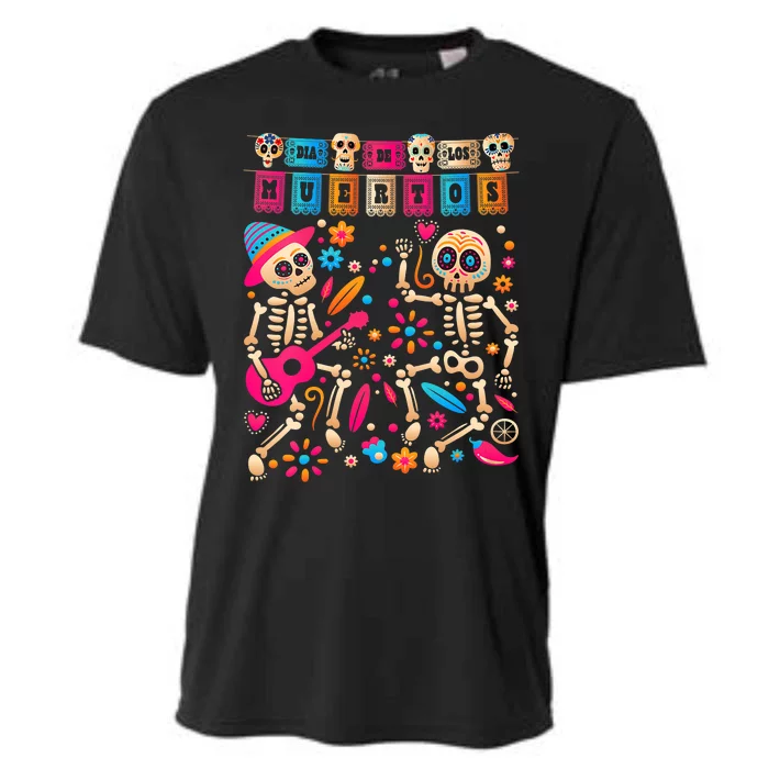 Dia De Los Muertos Day Of The Dead Mexican Skeleton Dancing Cooling Performance Crew T-Shirt