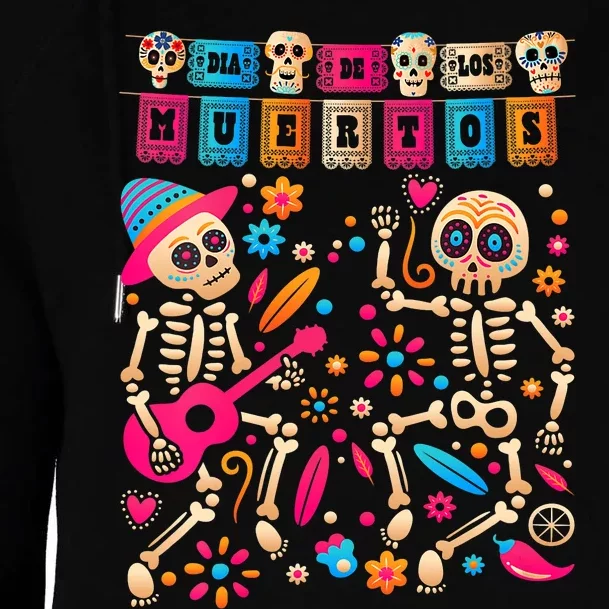 Dia De Los Muertos Day Of The Dead Mexican Skeleton Dancing Womens Funnel Neck Pullover Hood