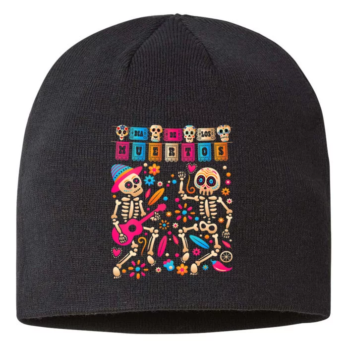 Dia De Los Muertos Day Of The Dead Mexican Skeleton Dancing 8 1/2in Sustainable Knit Beanie