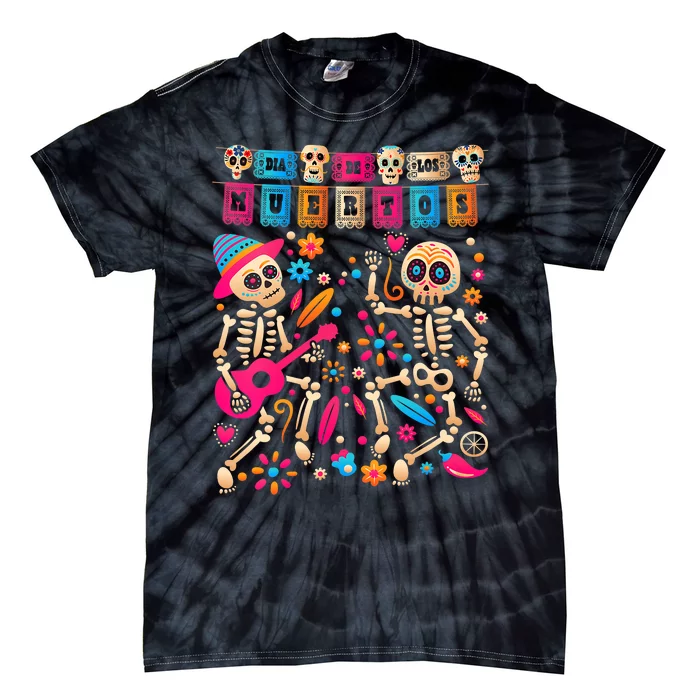 Dia De Los Muertos Day Of The Dead Mexican Skeleton Dancing Tie-Dye T-Shirt