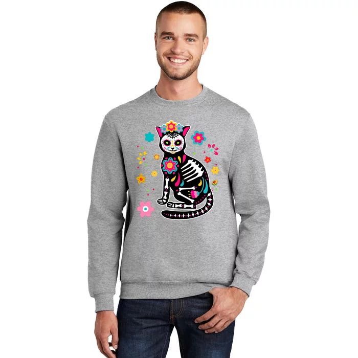 Dia De Los Muertos Cat Mexican Sugar Skull Day Of Dead Tall Sweatshirt