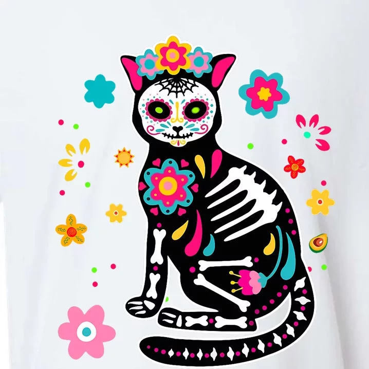 Dia De Los Muertos Cat Mexican Sugar Skull Day Of Dead Sueded Cloud Jersey T-Shirt